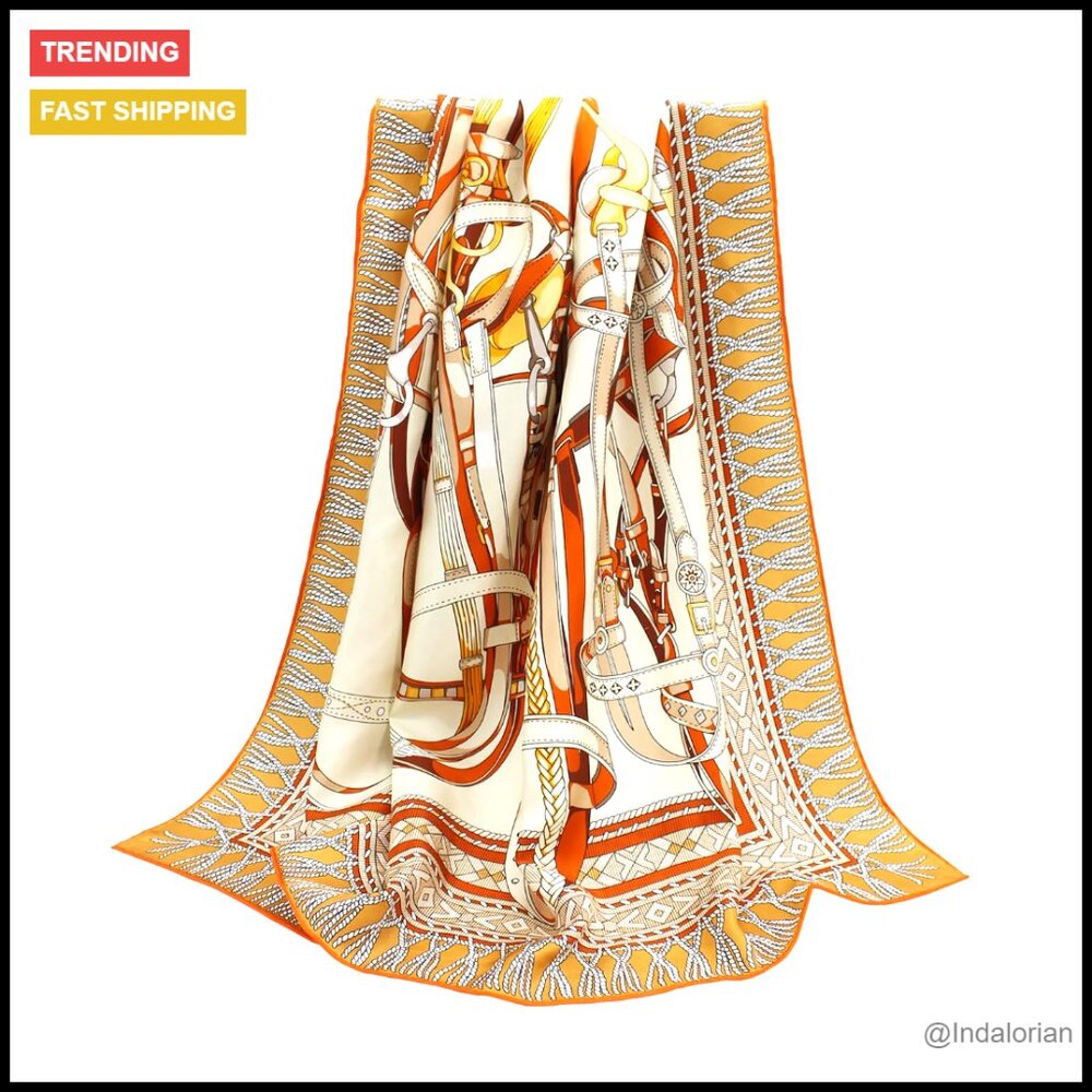 Large Square Silk Scarf Elegant Lightweight Versatile Head Wrap Accessory